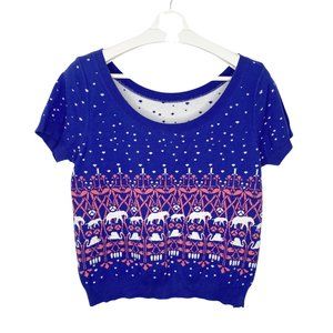PAUL & JOE SISTER Elephant & Swan Short Sleeve Knit Sweater Top 4